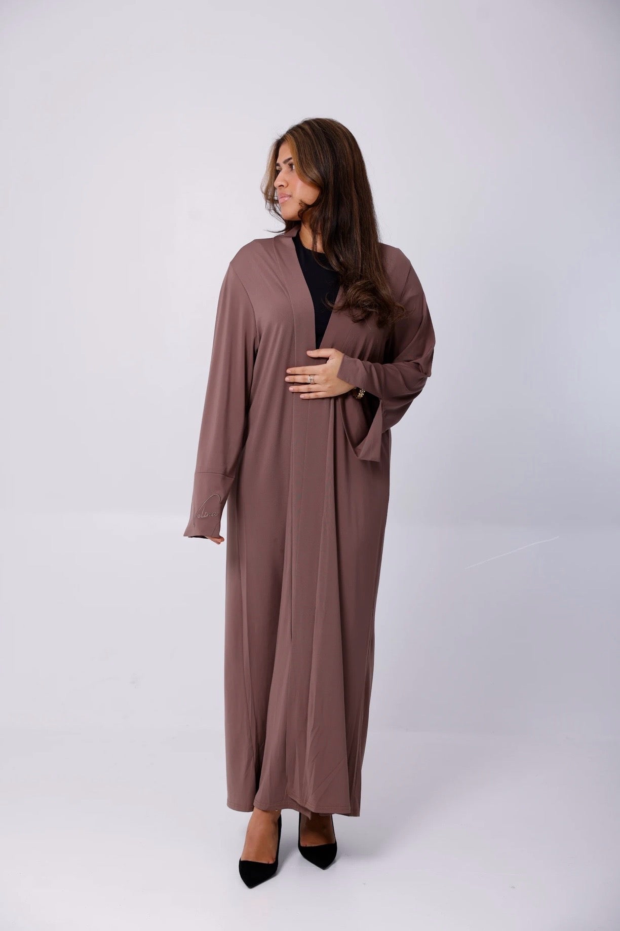 Open Abaya Kaki