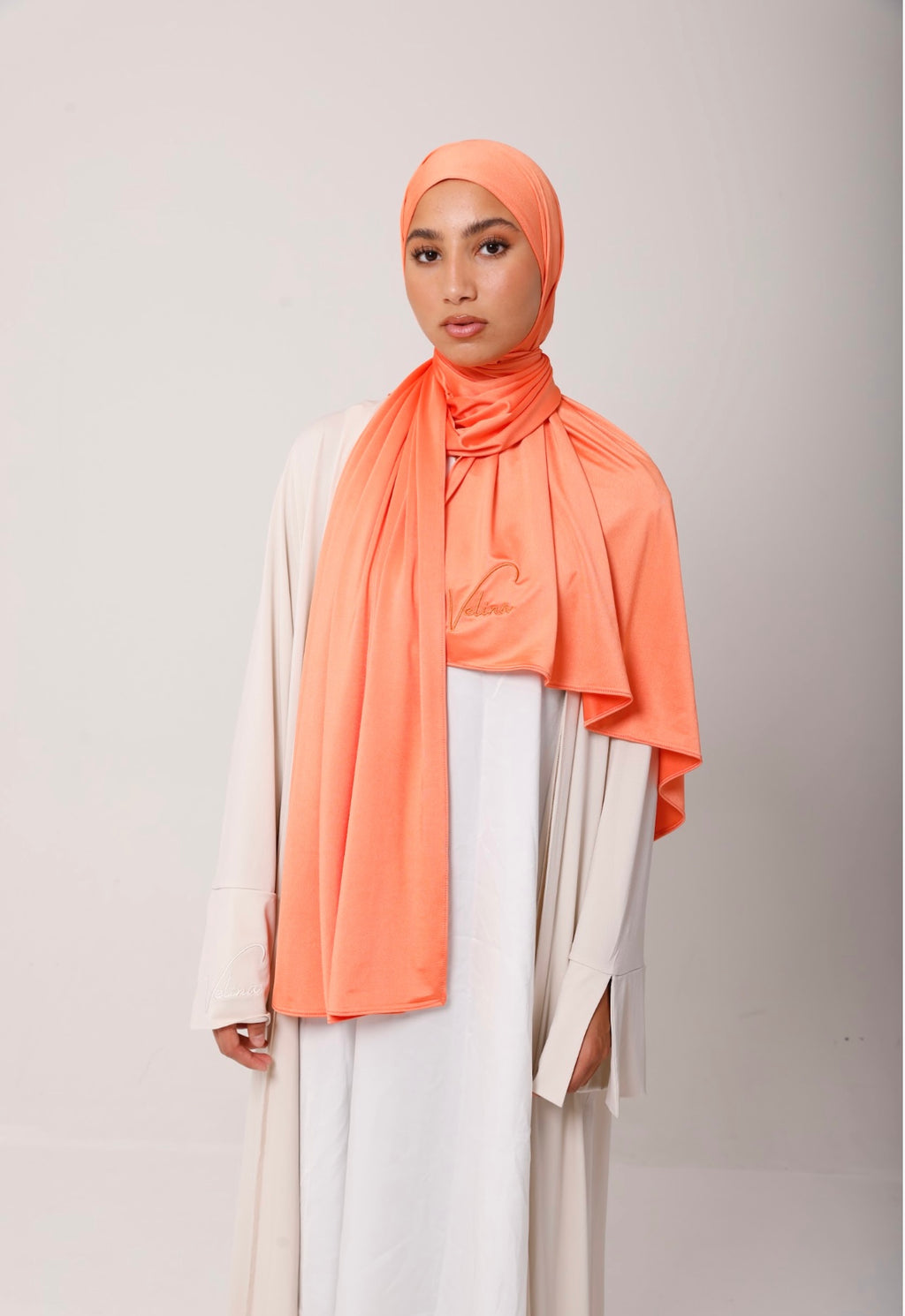 Peach Glow Satin Jersey