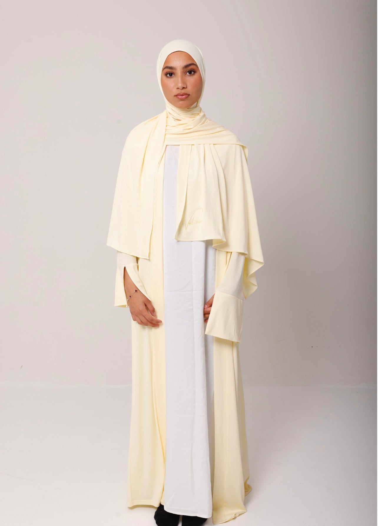 Open Abaya Soft lemon