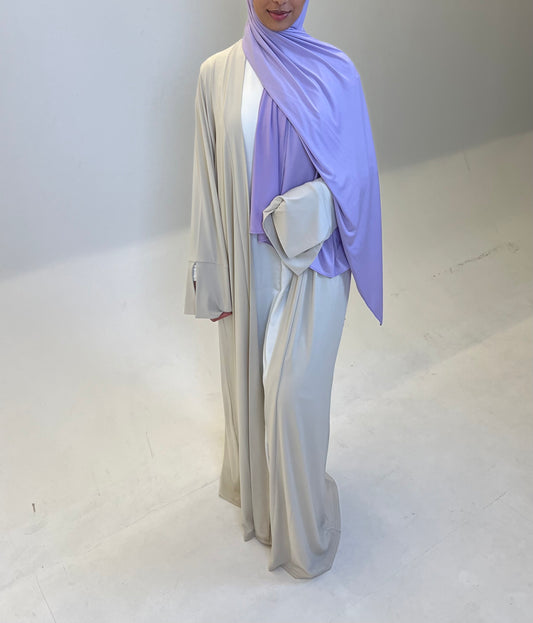 Open Abaya Creme white