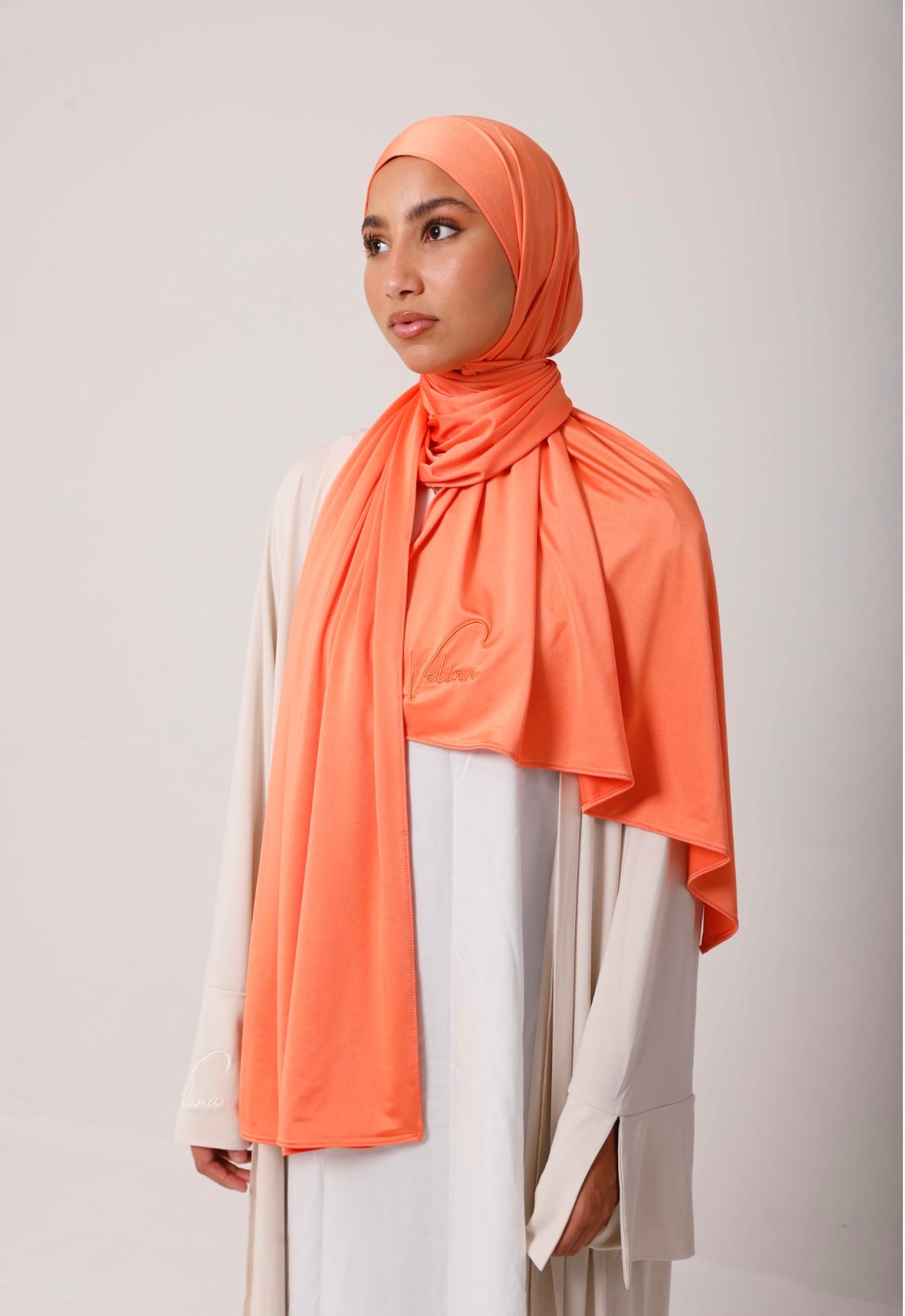 Peach Glow Satin Jersey